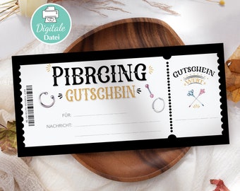 Personalisierter Piercing Gutschein PDF Ohrpiercing Ohrringe Vorlage zum Ausdrucken Ohrenpiercing Bearbeitbare Gutscheine Download