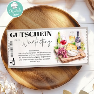 Weinprobe Gutschein als PDF – personalisierbare Vorlage, Geschenkidee für Genießer & edle Weinmomente