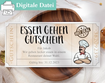 Gutschein Essen gehen | Vorlage editierbar | Ausdrucken | Zeit statt Zeug | Printable | zusammen Essen | Geschenkidee | Restaurant