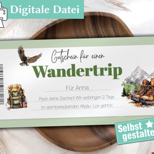 Wander Gutschein Editierbar - Geschenkgutschein Vorlage zum ausdrucken