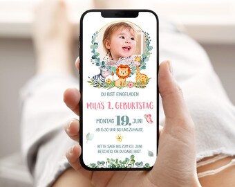 Digital Invitation Children's Birthday | E Card with Photo | 1st Birthday Invitation Whatsapp | Personalized Birthday Party Invitation