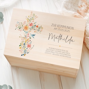 Geschenk zur Kommunion, Erinnerungsbox – Personalisierte Erstkommunion Geschenkbox für Kerze, Gebetsbuch & Geldgeschenk