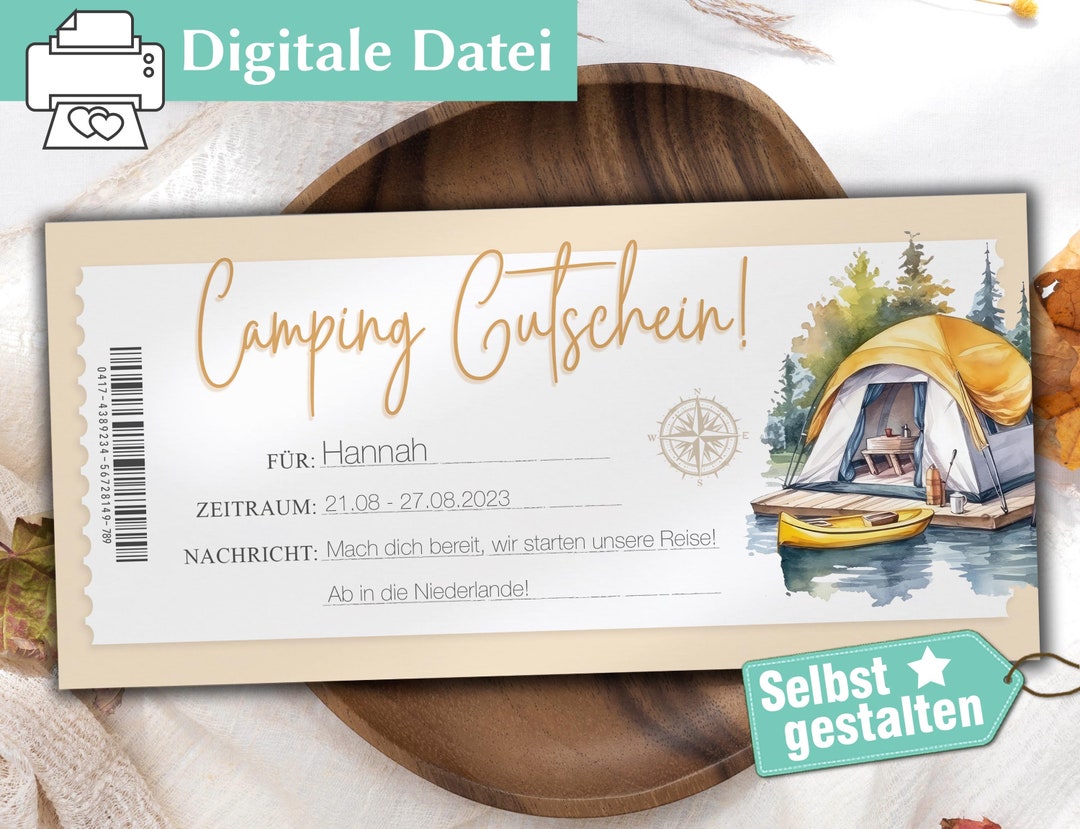 Gutschein Camping Zum Ausdrucken Personalisierter Gutschein Gutschein