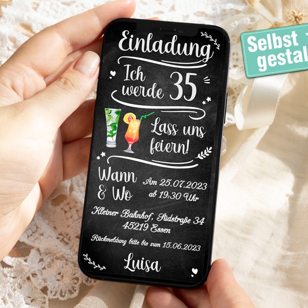 Digital Birthday Invitation WhatsApp Editable E-Card for Birthday Party Sendable Invite