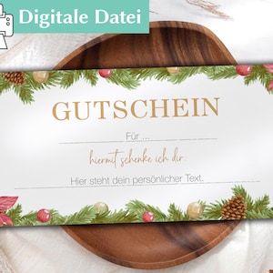 Gutschein Vorlage Weihnachten | Geschenkgutschein Editierbar |  Zeit statt Zeug | Gutschein Weihnachten | Personalisierter Gutschein
