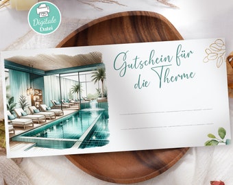 Therme Erlebnis-Gutschein Personalisierbare Vorlage für Wellness & Entspannung