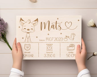 Erinnerungskiste zur Geburt Erinnerungsbox Baby Personalisiertes Geburtsgeschenk Geschenk fürs Baby mit Name Taufgeschenk Mädchen Junge