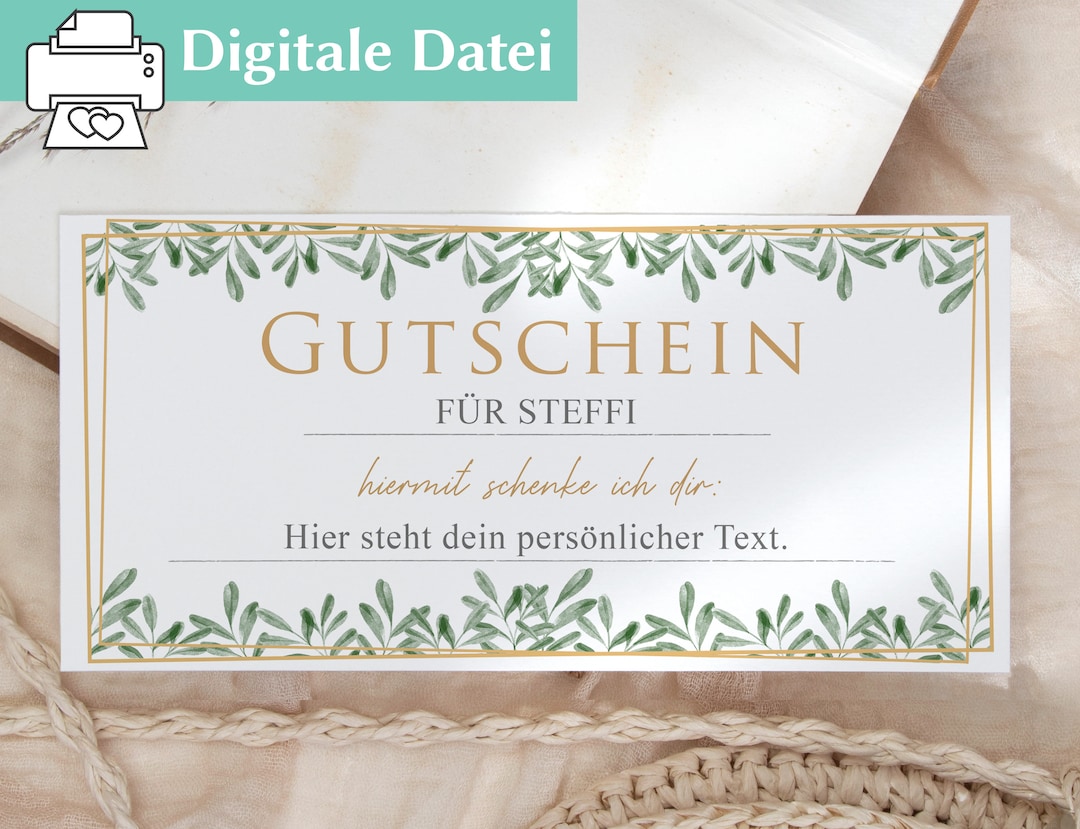Gutscheinvorlage zum ausdrucken, Editierbar, Gutschein zum Essen gehen