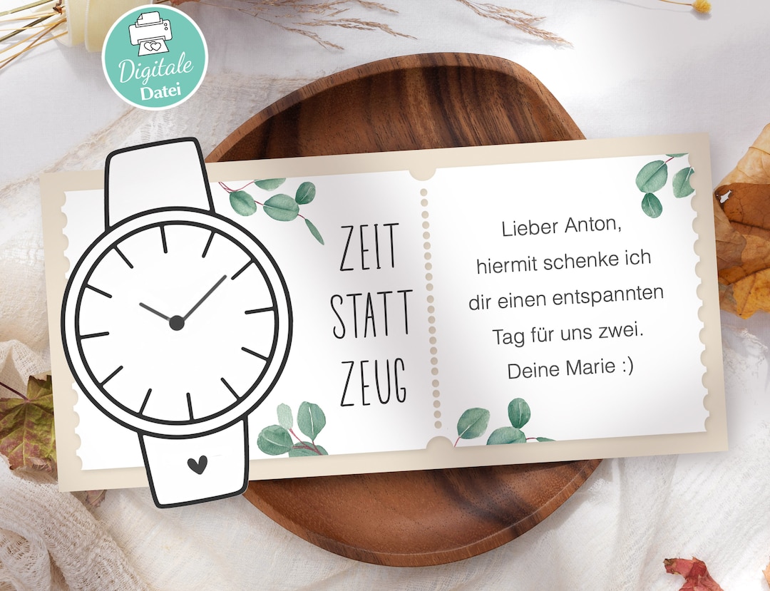 Gutscheinvorlage Zeit statt Zeug Vorlage zum Drucken Geschenkgutschein