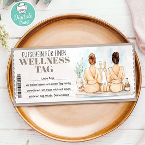 Wellnesstag Gutschein Vorlage zum Ausdrucken | Wellness Tag Geschenkgutschein Sauna Entspannung | Therme, Auszeit Geschenkidee
