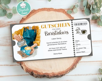 Gutschein Baristakurs, Gutschein Karte, Einzigartige Geschenkidee Barista Workshop