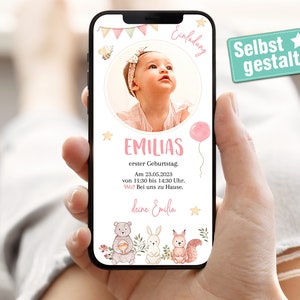 Digitale Einladung Kindergeburtstag | selbst gestalten | E-Card Kindergeburtstag | Einladung 1. Geburtstag | Geburtstagsparty