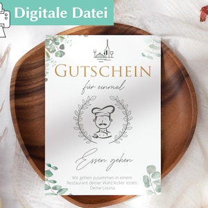 Gutschein Essen gehen | Vorlage editierbar | Ausdrucken | Zeit statt Zeug | Kleinigkeit | zusammen Essen | Geschenkidee | Restaurant