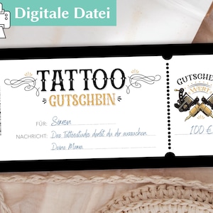 Tattoo Gutschein Editierbar Geschenkgutschein Vorlage zum ausdrucken