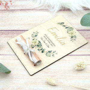 Gift of money for confirmation, personalized gift card with eucalyptus image 5