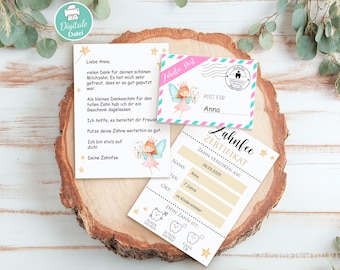 Post von der Zahnfee Vorlage Set Brief mit Umschlag & Urkunde zum Ausdrucken, DIY Zahnfee Geschenk, PDF Download