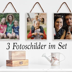 Foto Geschenk 3 Fotoschilder Holzbild mit Foto Bild 1