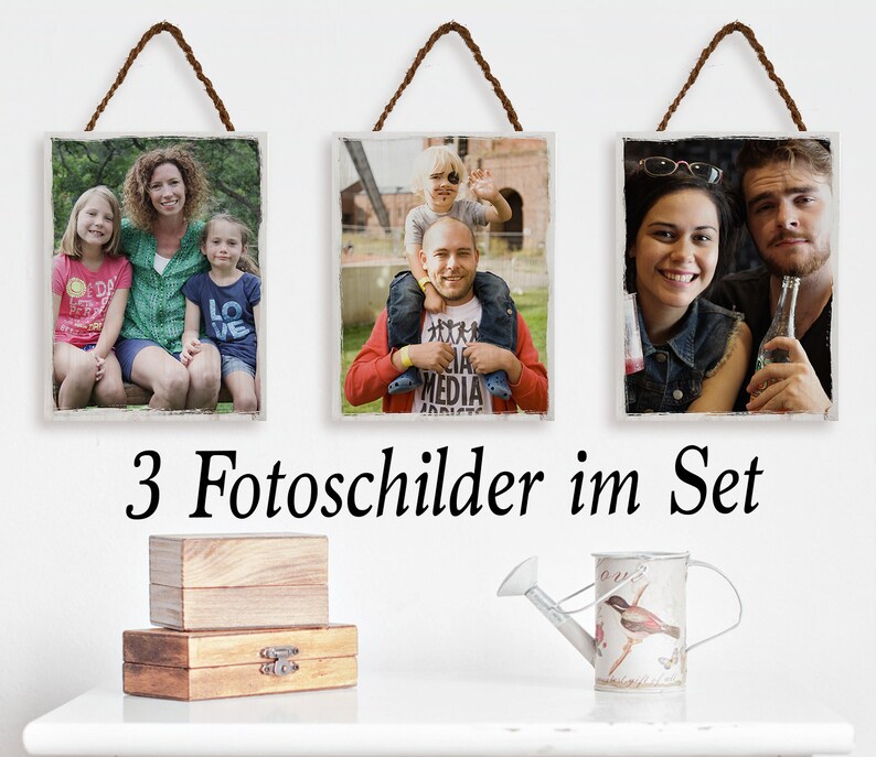 Foto Geschenk 3 Fotoschilder Holzbild mit Foto Bild 1