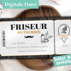 Geschenkgutschein für Männer | Friseur Gutschein | Geschenkidee für Männer | Personalisierter Gutschein | Gutschein Vorlage zum ausdrucken