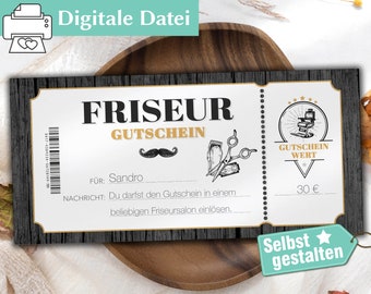 Geschenkgutschein für Männer | Friseur Gutschein | Geschenkidee für Männer | Personalisierter Gutschein | Gutschein Vorlage zum ausdrucken