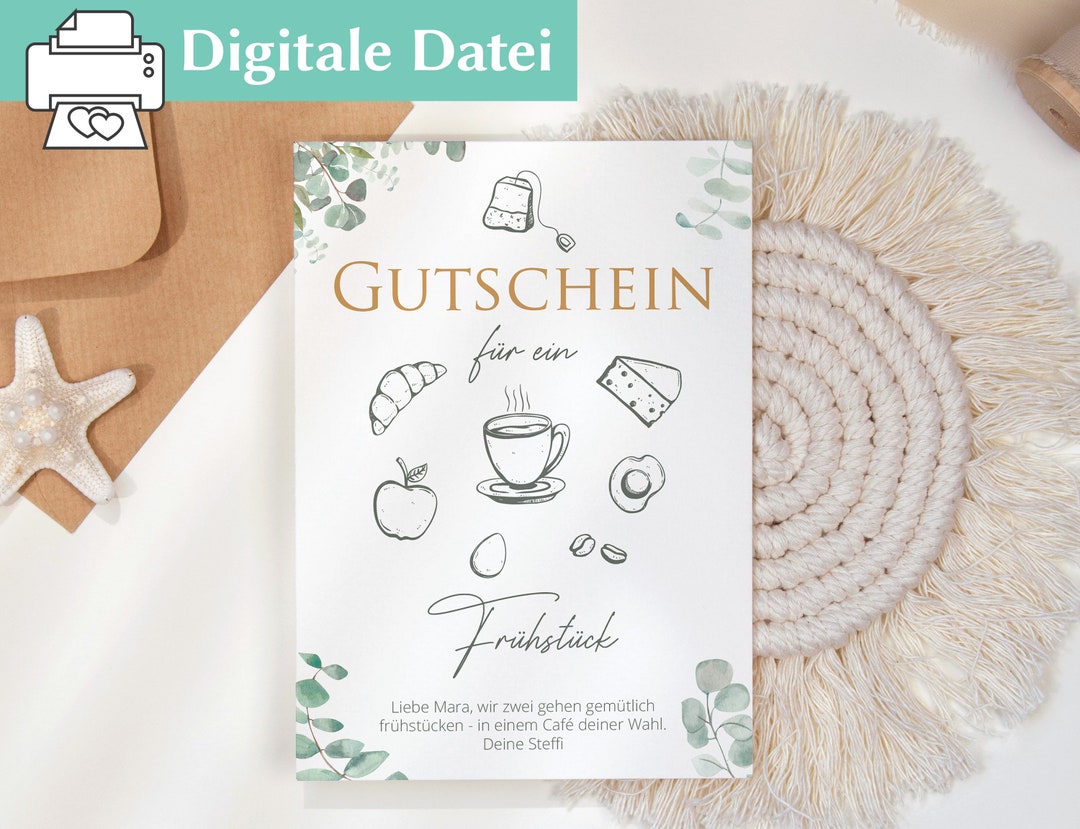 Gutschein Frühstück Vorlage Frühstücken Kleinigkeit Gutschein Weihnachten ausdrucken