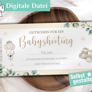 Baby Fotoshooting Gutschein Editierbar - Geschenkgutschein Vorlage zum ausdrucken