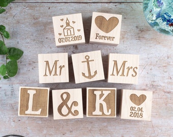 Cadeau de mariage, Cube en bois avec gravure, Cadeau de mariage, Cadeau de mariage, Couple de mariée