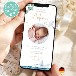 Convite de batismo digital – Cartão de batismo personalizado com foto para enviar via WhatsApp