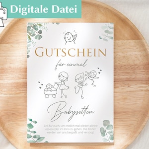 Gutschein Vorlage | Babysitten | Zeit statt Zeug | Kleinigkeit | Gutschein Weihnachten ausdrucken | Geschenkidee | selbst drucken