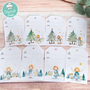 8 Geschenkanhänger zum Ausdrucken | Digital | Christkind | Weihnachtsanhänger | Geschenk | Kinder | Weihnachtsverpackung | Weihnachtlich