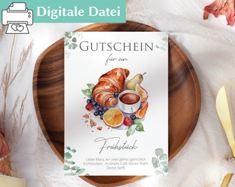 Frühstück Gutschein | Vorlage | Frühstücken | Kleinigkeit | Gutschein zum Ausdrucken | Geschenkidee | Frühstücksgutschein | Freundin