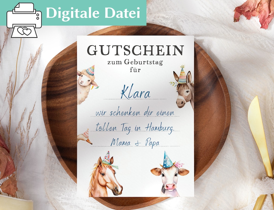 Gutschein Geburtstag | Vorlage Digital | Ausdrucken | Gutscheinvorlage