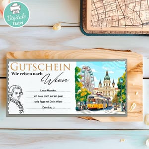Reisegutschein Wien, Vorlage für eine Reise nach Österreich Zum Ausdrucken, Geschenkgutschein Urlaub Städtetrip