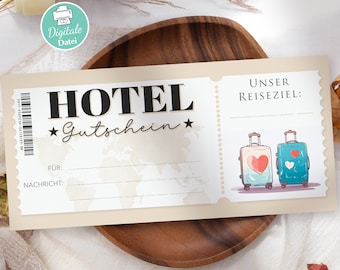 Personalisierter Hotel Gutschein Download als PDF Hotel Reservierung Gutscheine zum Ausdrucken Reisegutschein