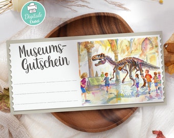 Museum Gutschein Vorlage Gutscheinvorlage Ausflug Museumsgutschein Personalisierter Gutschein für Kinder zum ausdrucken