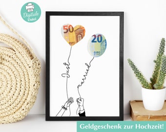 Geldgeschenk zur Hochzeit DIY Hochzeitsgeschenk PDF Download Last Minute Digital Geld schenken