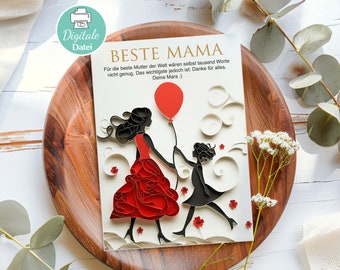 Grußkarte zum Muttertag, Digitale Datei Karte Muttertag Muttertagsgeschenk Personalisierbar als Download