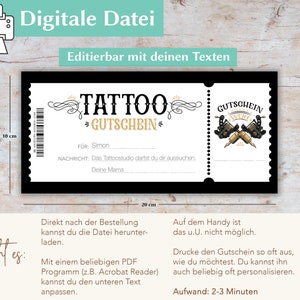 Tattoo Gutschein Vorlage Download PDF