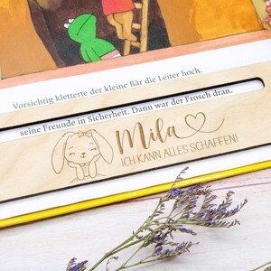 JUGUTA Lesehilfe Kinder 3er Set | Holz Leselineal Für Schulanfänger | Personalisierbar