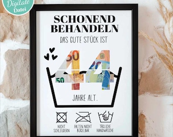Geldgeschenk zum 44 Geburtstag PDF Download zum Ausdrucken Geburtstagsgeschenk