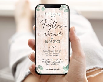 Stilvolle Polterabend Einladung als Whatsapp eCard - Personalisierbare Einladungskarte