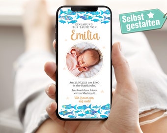 Taufeinladung WhatsApp | selbst gestalten | E-Card Kindergeburtstag | Taufe Einladung Digital | Danksagung Taufe