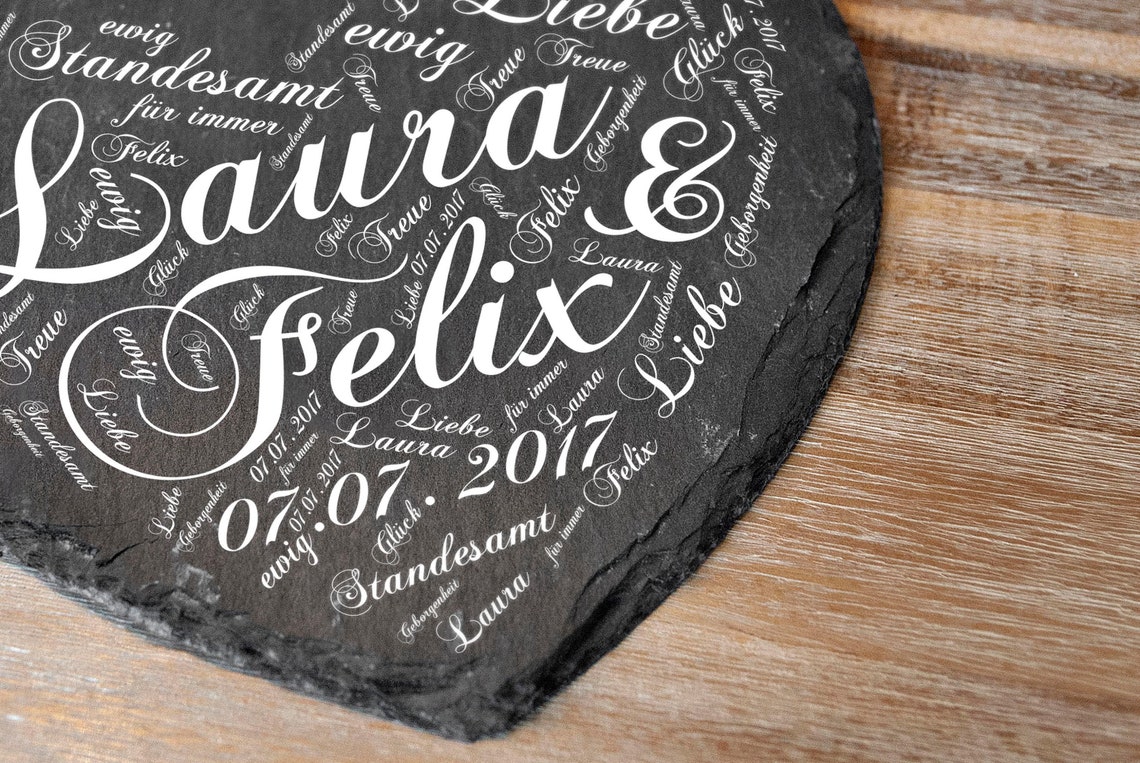Schieferherz Hochzeitsgeschenk heiraten Hochzeit Etsy.de