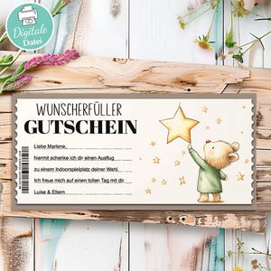 Gutschein Kinder Zeit statt Zeug Kindergeburtstag Geschenkgutschein zum Ausdrucken Digital