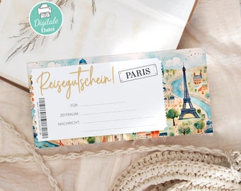 Reisegutschein Paris | Gutschein Reise | Personalisierter Gutschein | Reisegutschein | Gutschein Karte | Zeit statt Zeug