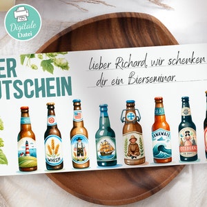 Biergutschein | Personalisierter Gutschein | Geschenkgutschein Vorlage | zum ausdrucken | Gutschein Bierseminar | Geschenk personalisiert