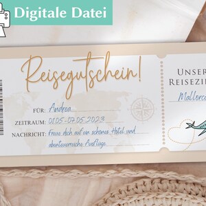 Reisegutschein Vorlage | Digitaler download | Gutschein Urlaub | Geschenkgutschein | Gutschein Flugreise | Personalisierter Gutschein
