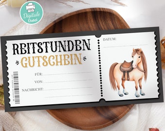 Gutschein Reiten personalisiert PDF Reitgutschein Reitstunden verschenken zum Ausfüllen und Ausdrucken