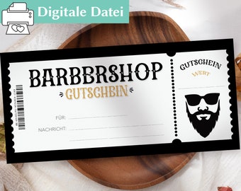 Barbershop Gutschein zum Ausdrucken | Digitaler Geschenkgutschein | Barber | Geschenk für Männer | Bartpflege | Bart schneiden lassen