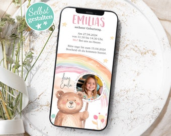 Digitale Einladung Kindergeburtstag | selbst gestalten | E-Card Kindergeburtstag | Einladung 1. Geburtstag | 2. 3. Geburtstagstagsparty